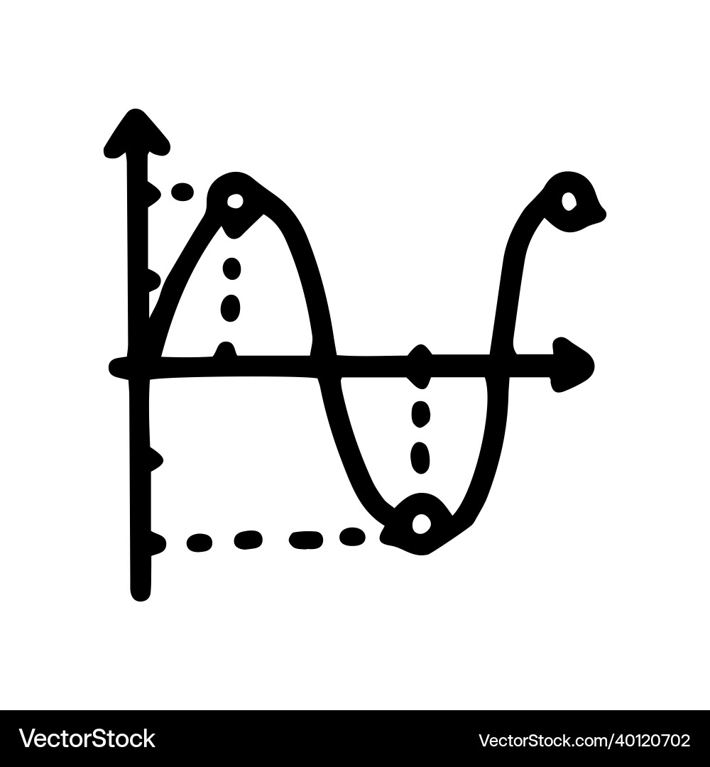 Sinusoid plot line doodle simple icon Sinusoid plot line doodle simple icon vector image