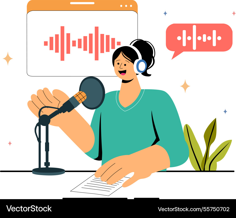 Voice acting featuring a movie production cast Voice acting featuring a movie production cast vector image