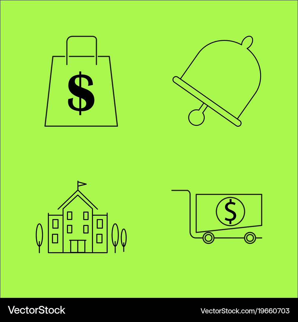 Basic content simple linear outline icon set vector image