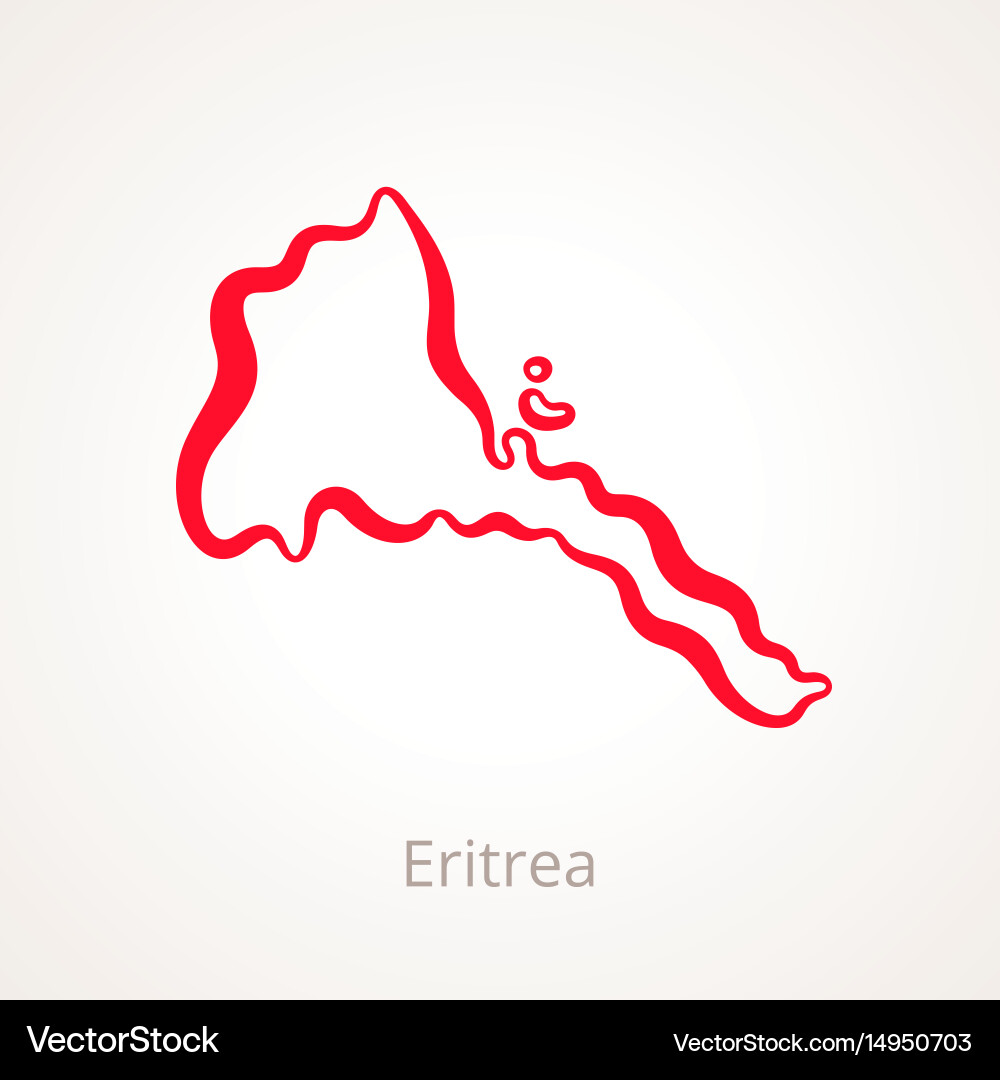 Übersichtskarte von eritrea mit roter Linie markiert Vektorbild