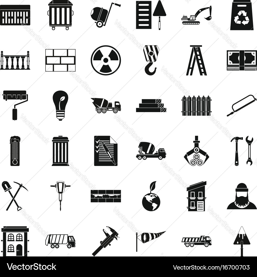 Building material icons set simple style vector image