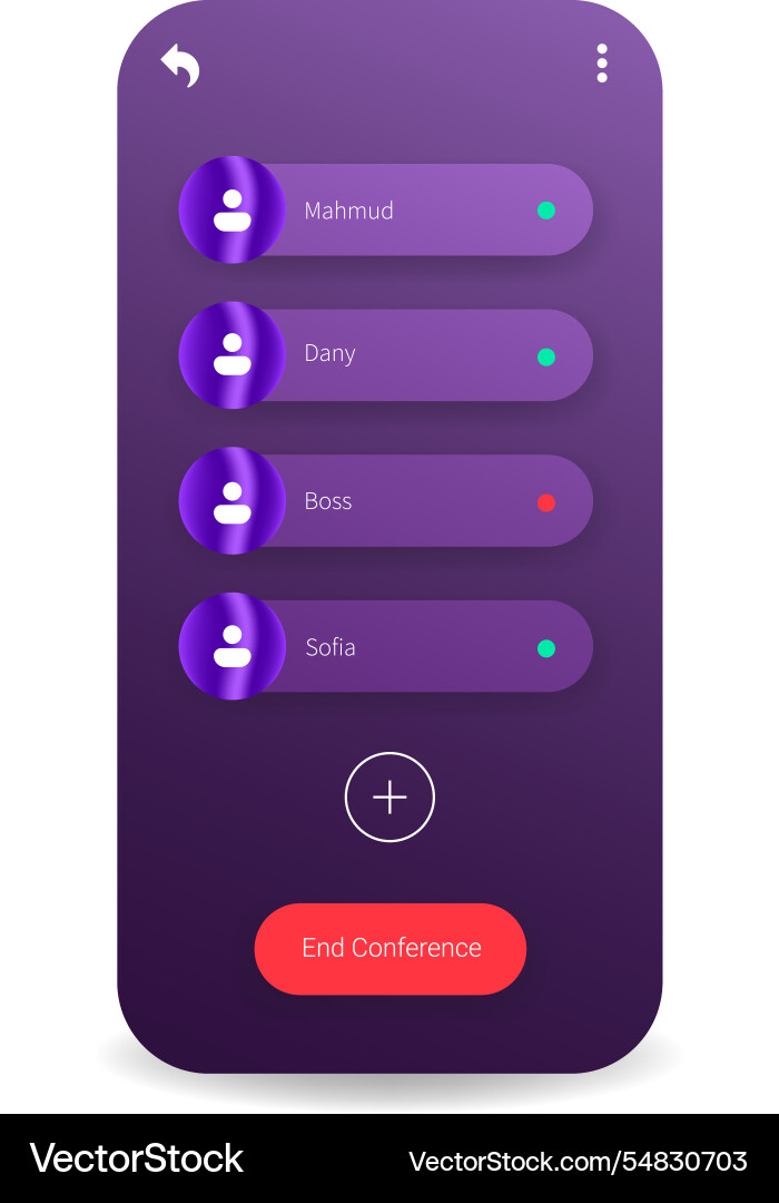 Conference chat template with user status vector image