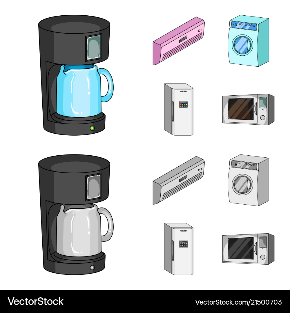 Home appliances and equipment cartoonmonochrome Home appliances and equipment cartoonmonochrome vector image