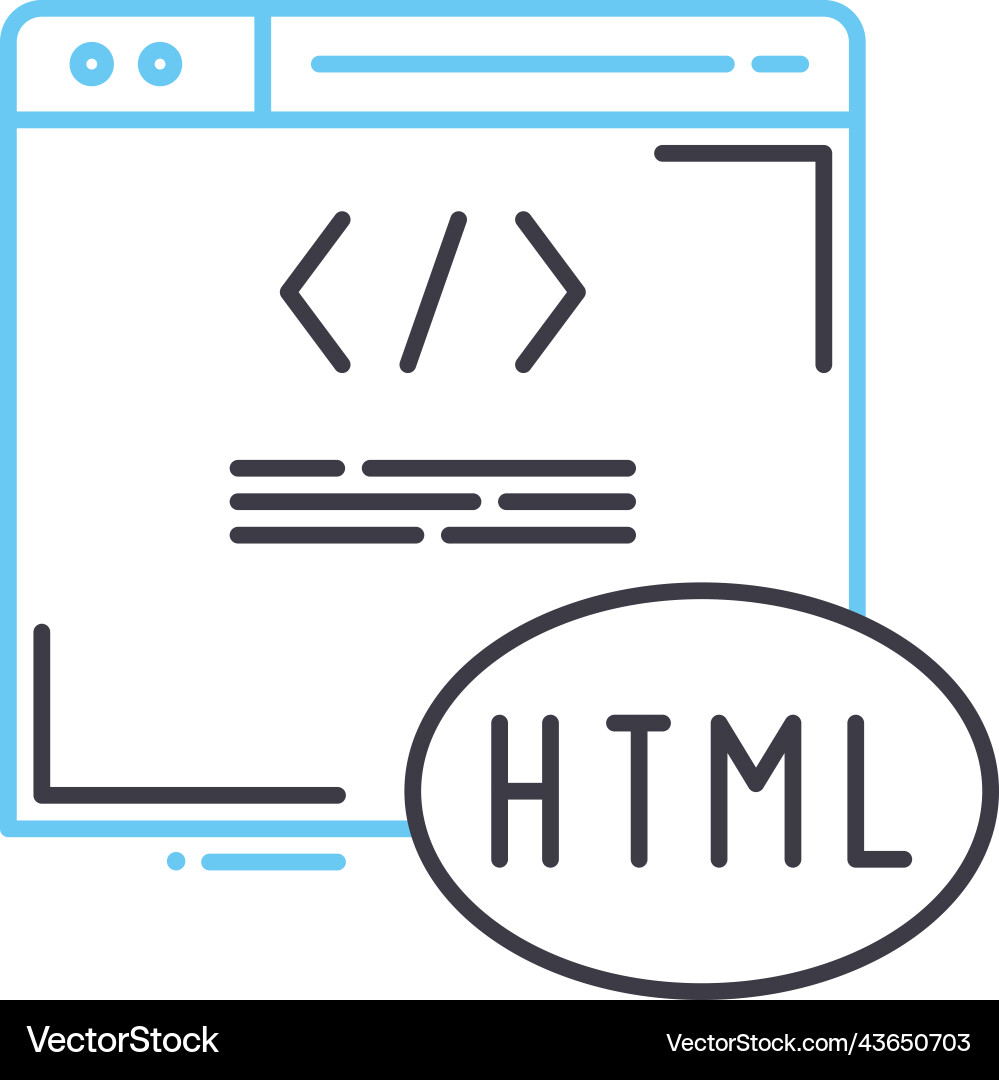 Html line icon outline symbol Html line icon outline symbol vector image