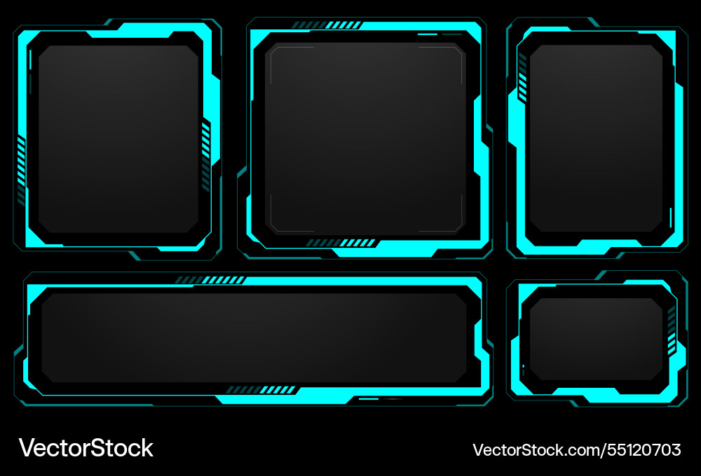 Hud frames blue user interface elements set Hud frames blue user interface elements set vector image