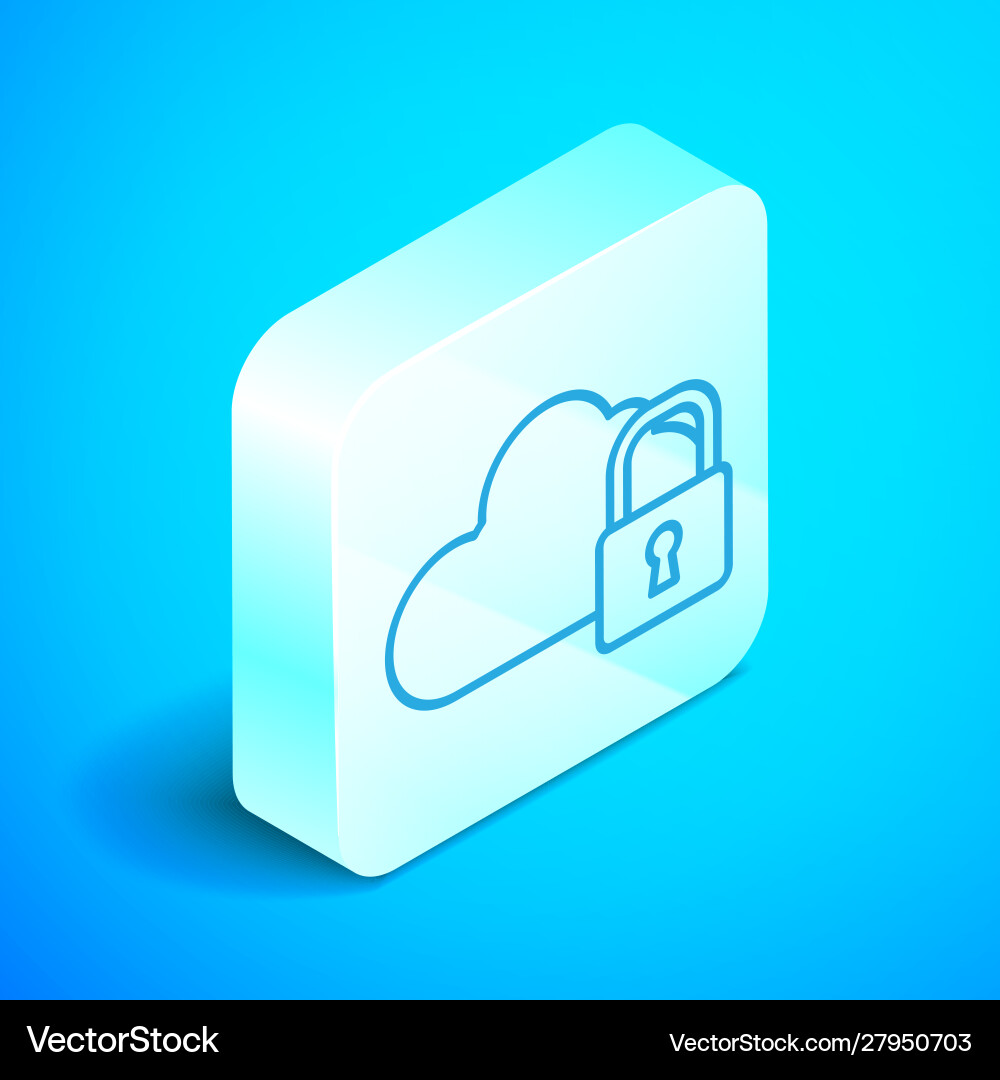 Isometric line cloud computing lock icon isolated Isometric line cloud computing lock icon isolated vector image