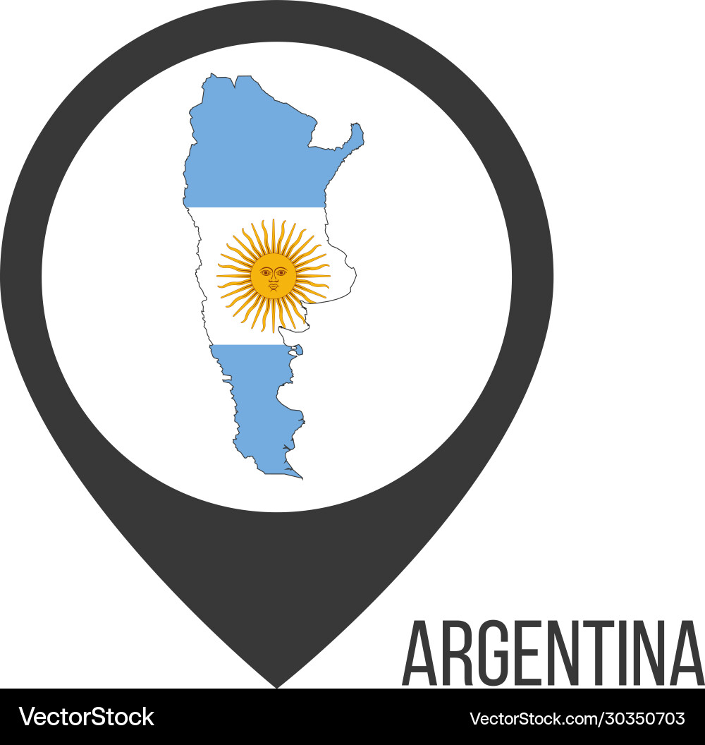 Map pointers with contry argentina flag Vector Image