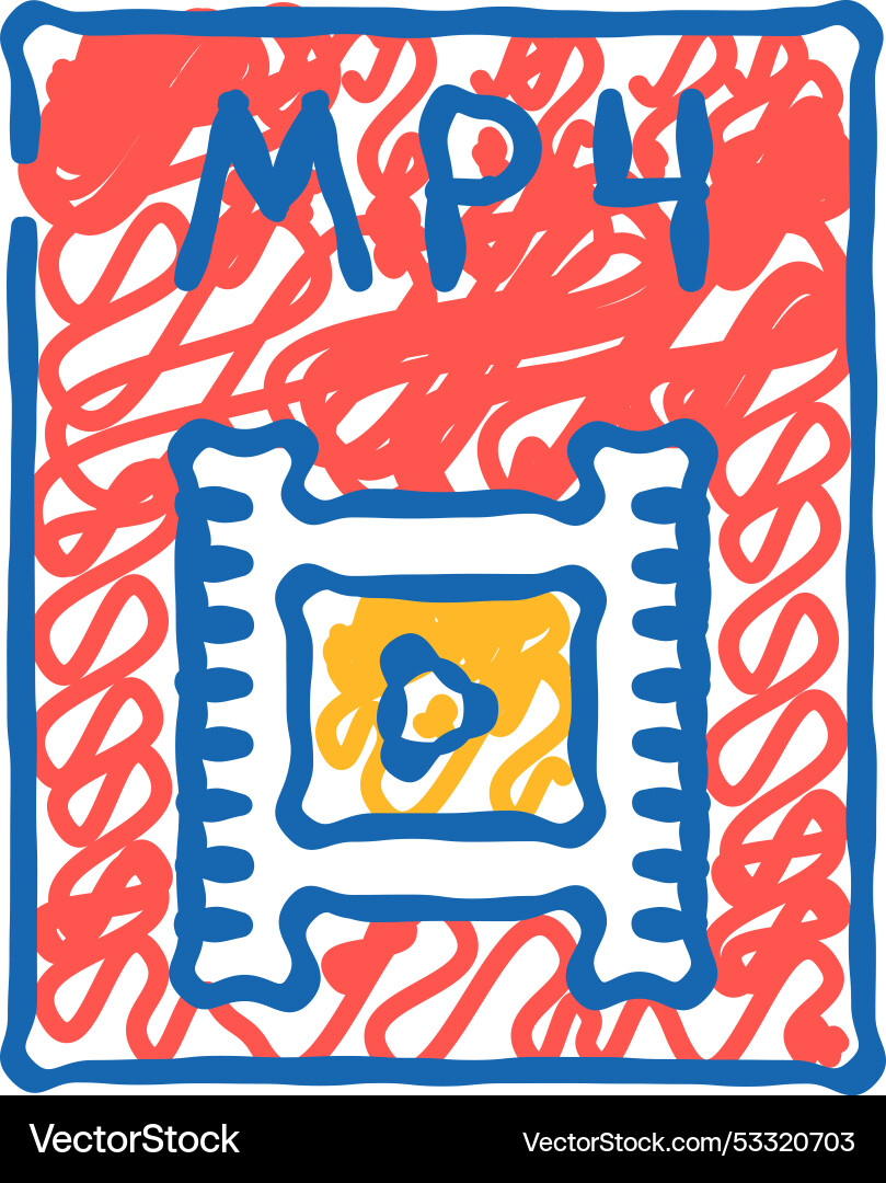 Mp4 file format document icon doodle vector image