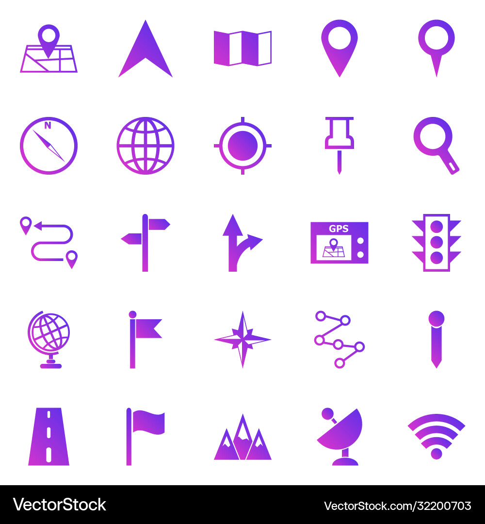 Navigation gradient icons on white background Navigation gradient icons on white background vector image