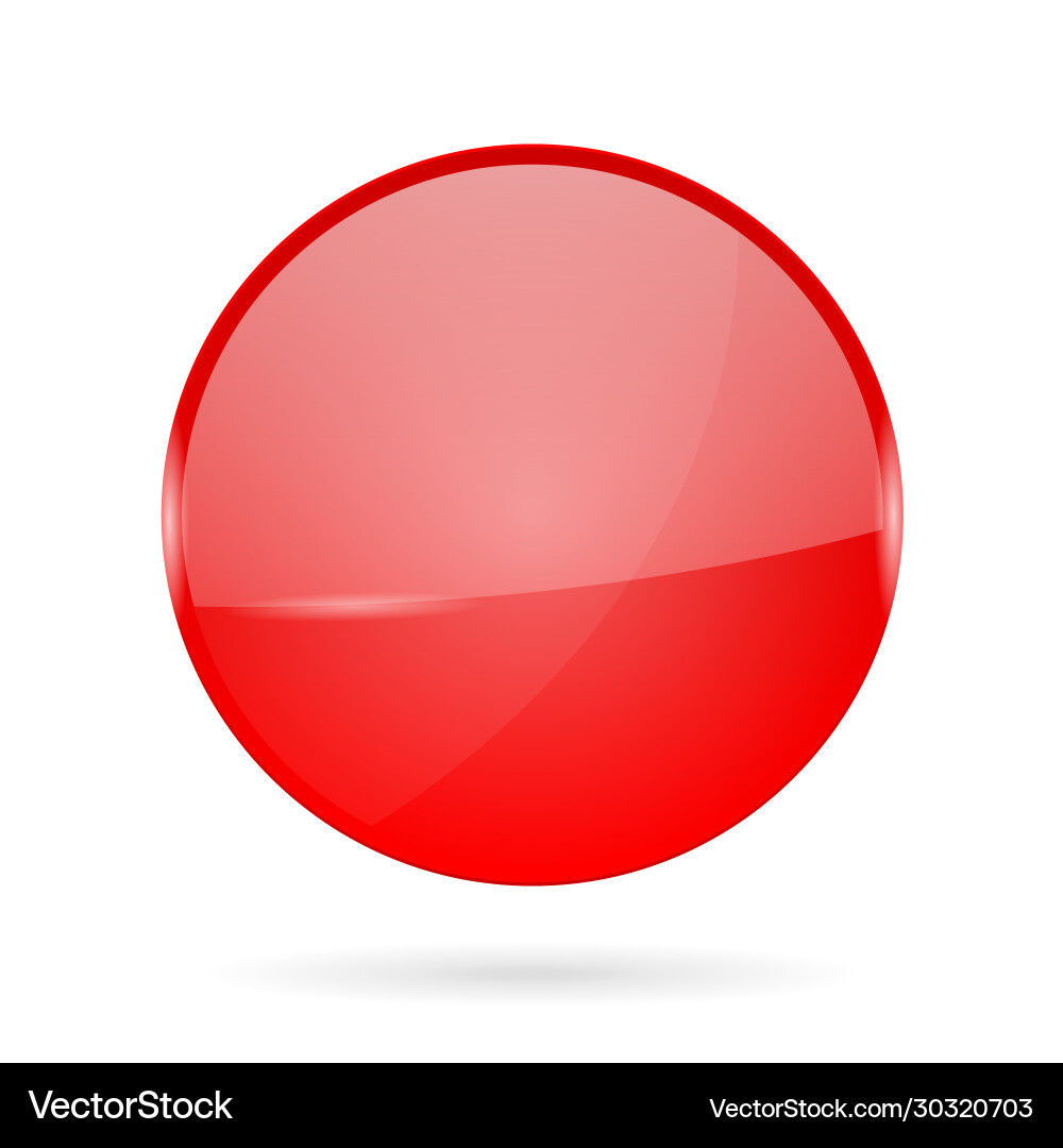 Red shiny 3d button web round icon Vector Image