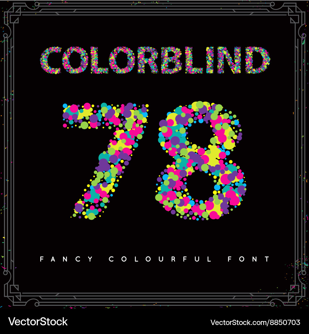 Set of colorblind style font in fresh trendy vector image