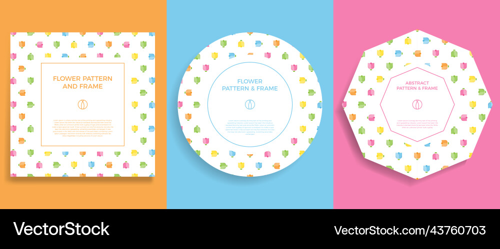 Set of flat tulip abstract shapes frame border vector image