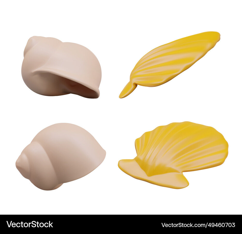 Set of realistic shells in different positions Set of realistic shells in different positions Vector Image