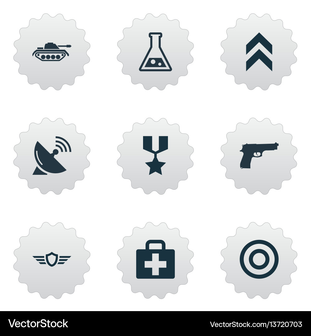 Set of simple army icons vector image