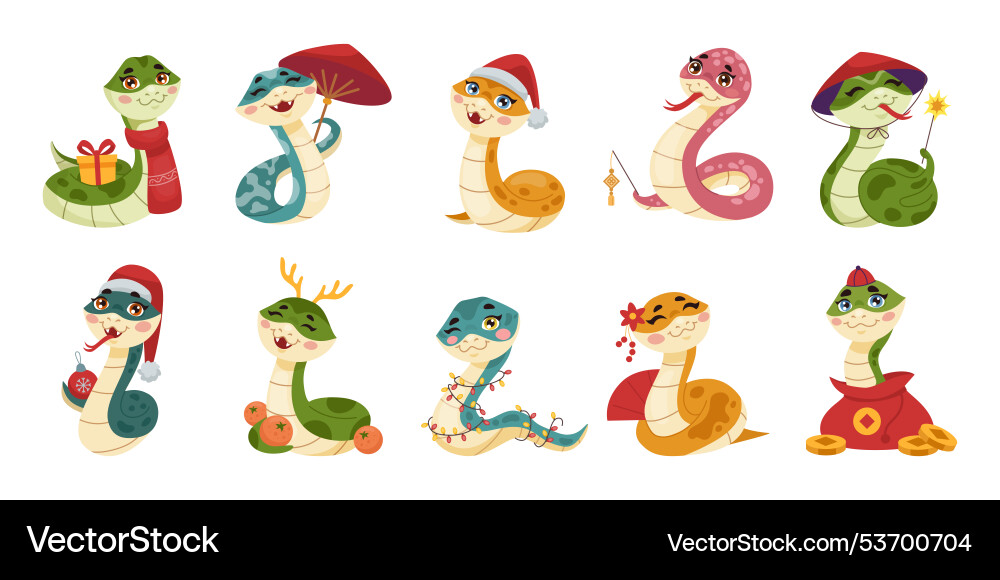2025 new year snake cartoon character chinese 2025 new year snake cartoon character chinese vector image