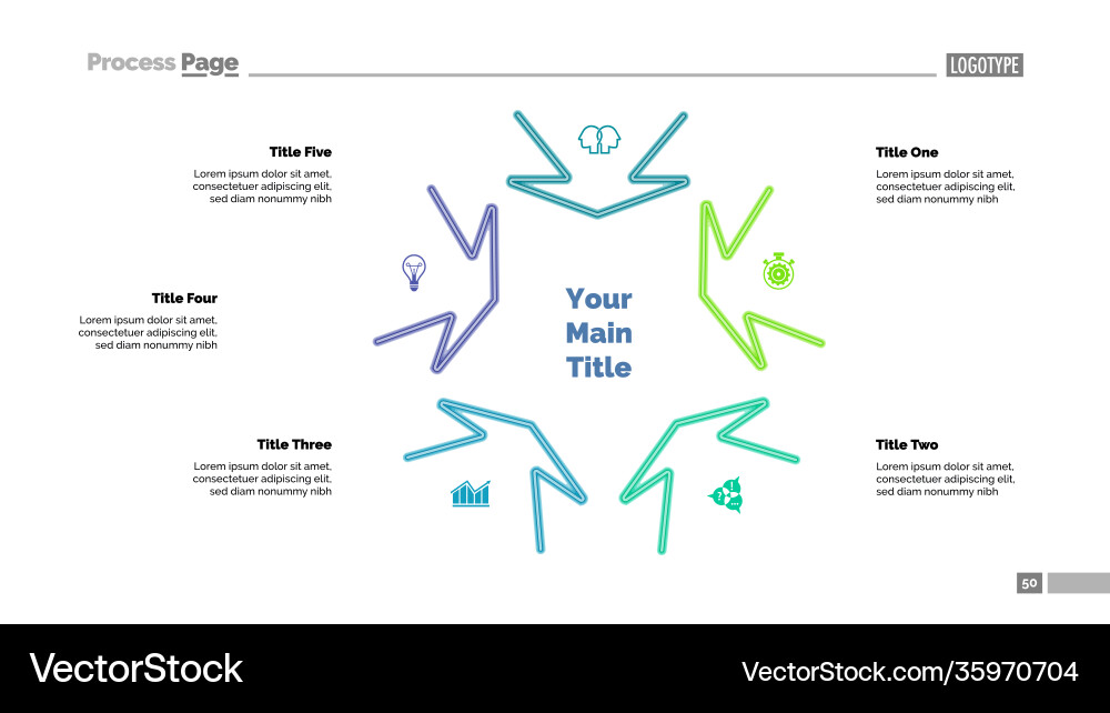 Arrow chart with five elements template vector image