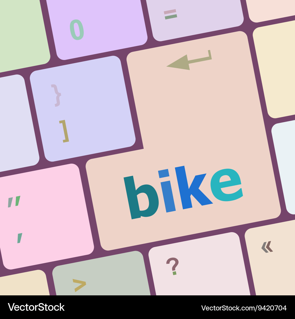 Bike word on keyboard key notebook computer Vector Image