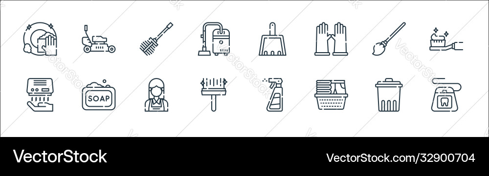 Cleaning line icons linear set quality Cleaning line icons linear set quality vector image