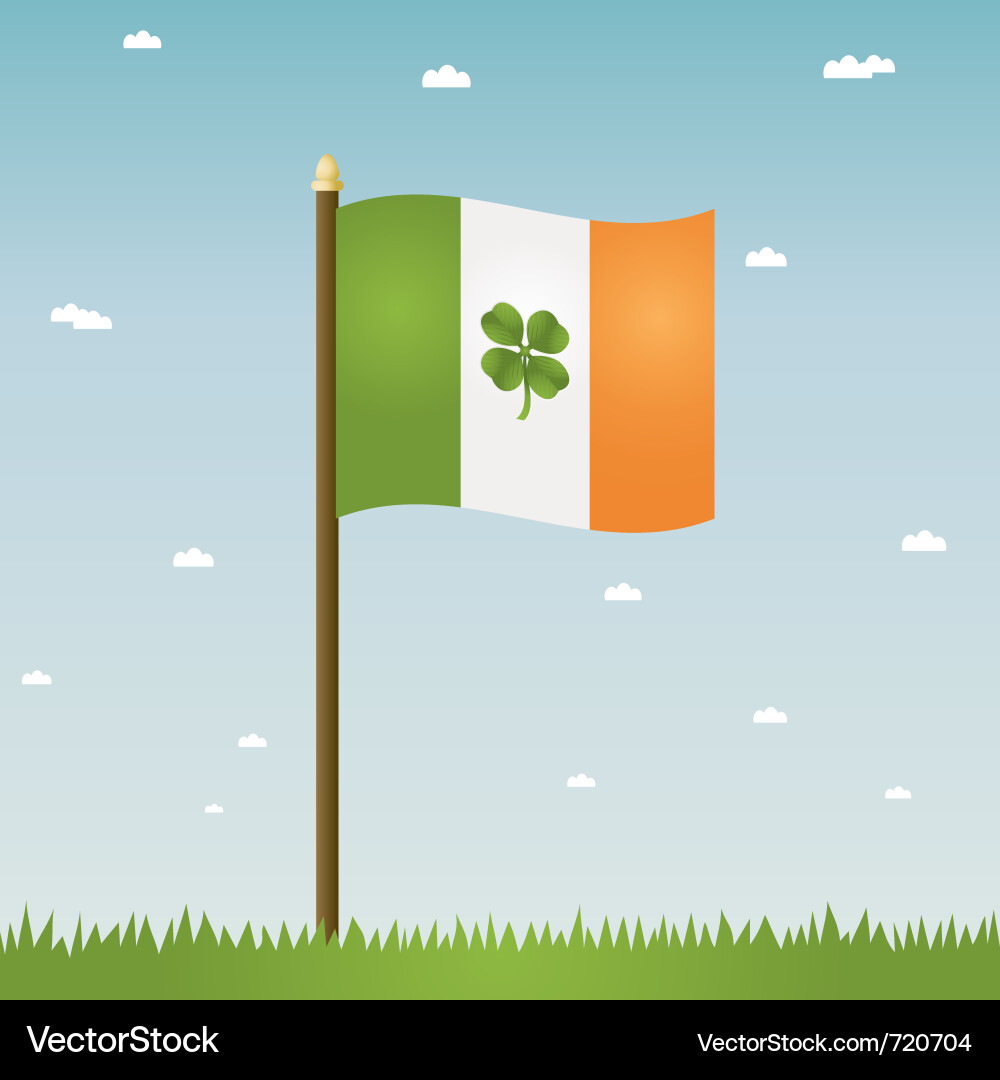Irish Flag with Clover Vector Image