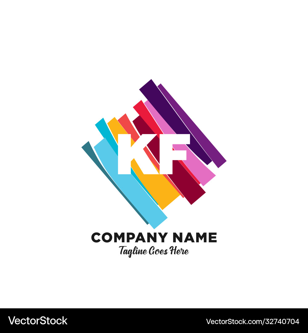 Kf initial logo with colorful template Vector Image