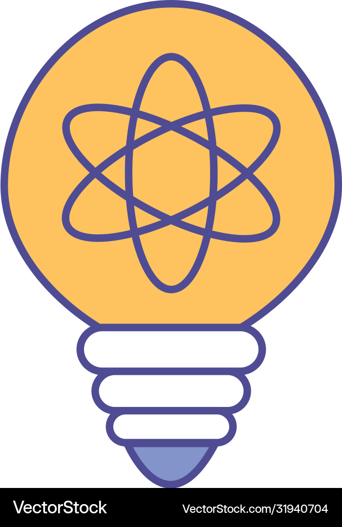 Light bulb with atom line and fill style icon Vector Image