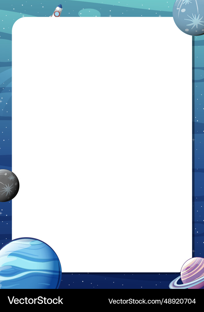 Outer space planets frame border template Vector Image