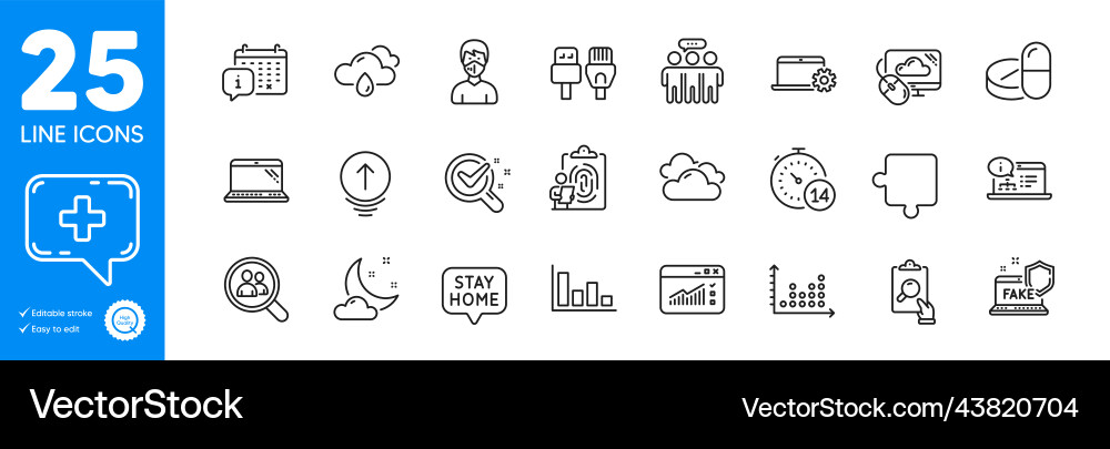 Outline icons set online documentation cloud Outline icons set online documentation cloud vector image