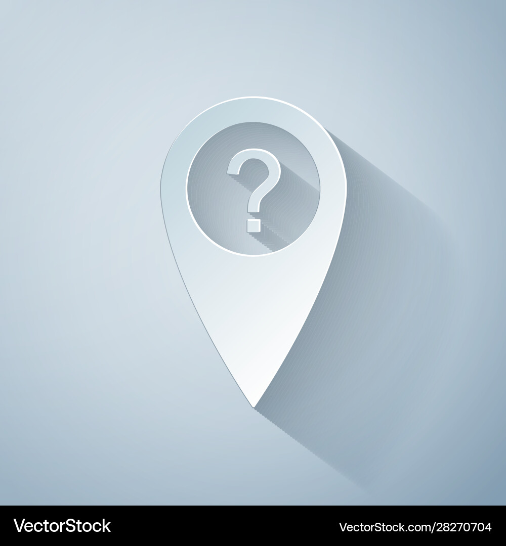 Paper Cut Map Pointer mit Fragezeichen vektorbild