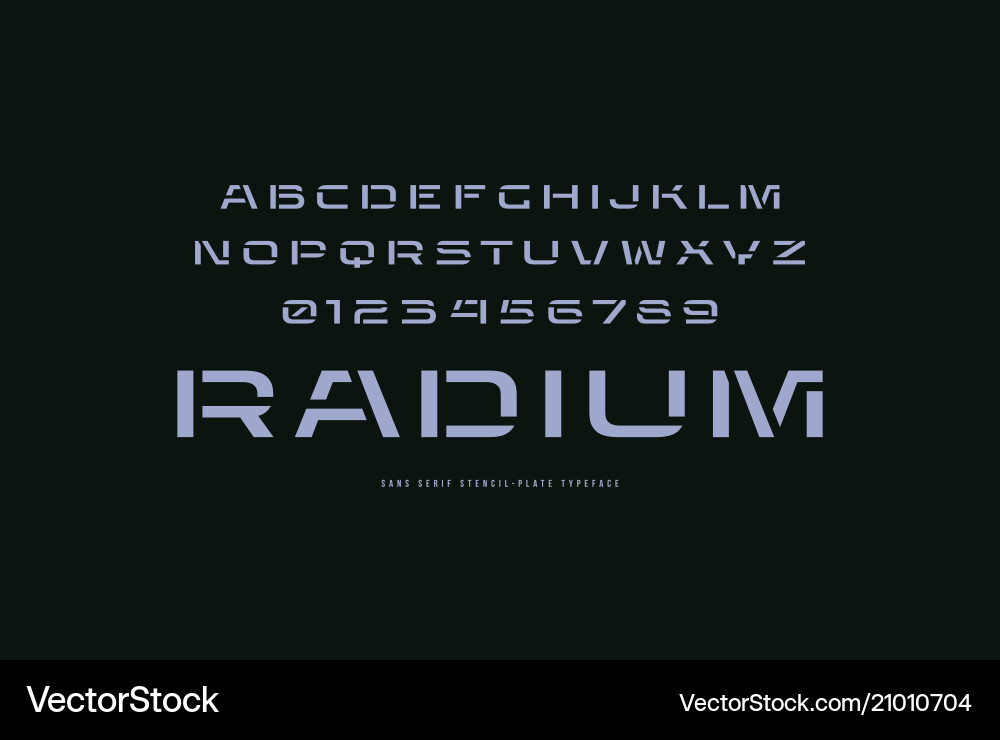 Radium Stencil Font - Military Style Vector Image