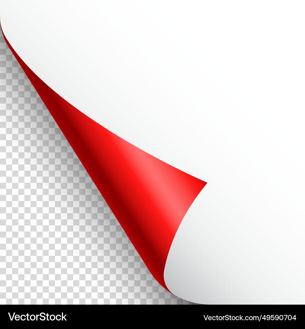 Red paper curl curled page corner with shadow Red paper curl curled page corner with shadow vector image