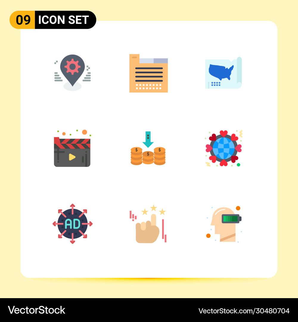 Set 9 flat colors on grid for coins player web Vector Image