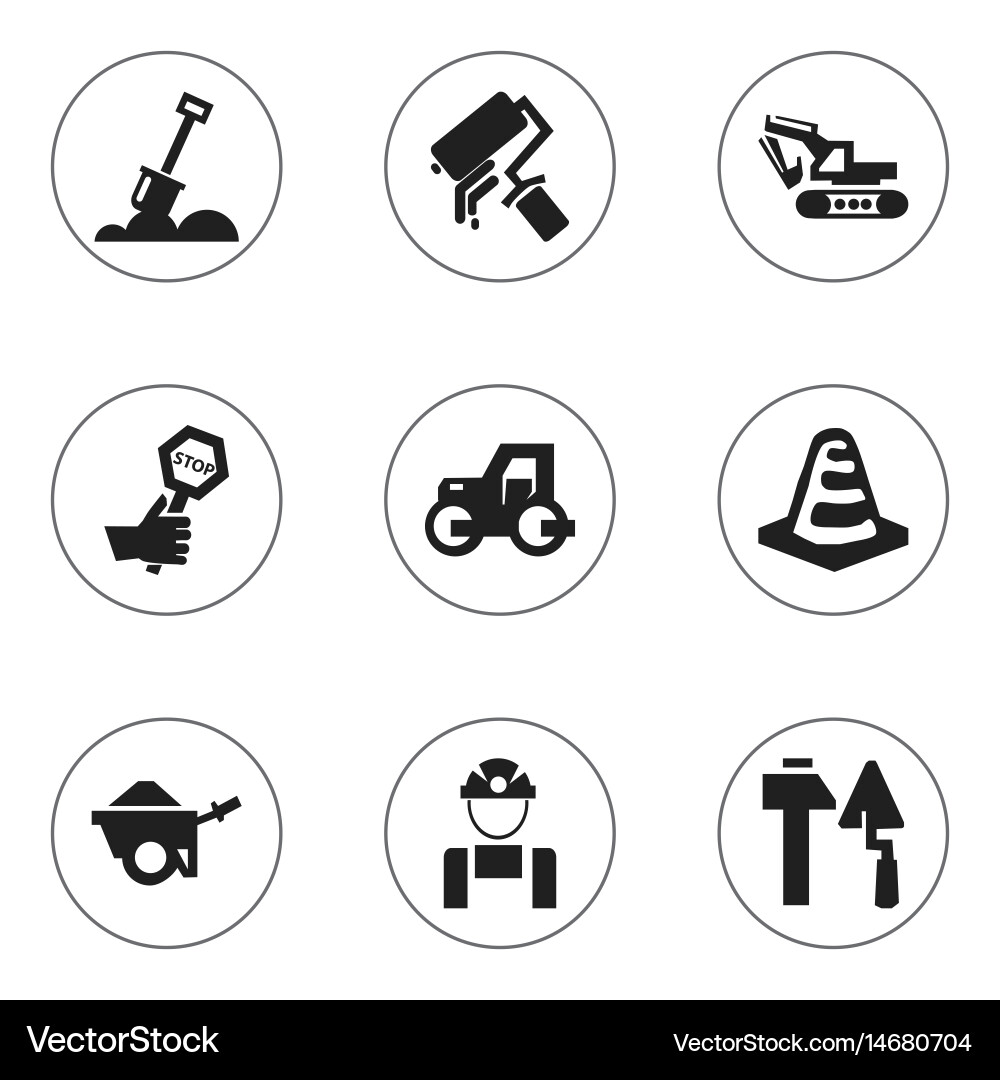 Set of 9 editable building icons includes symbols vector image