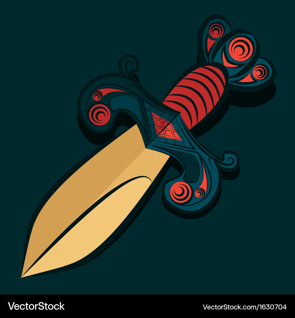Sharp dagger with barbed wire Vector Image