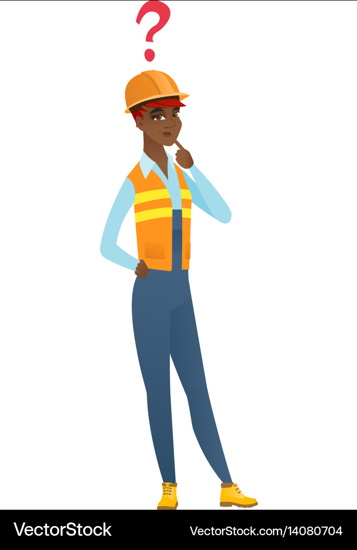 Thinking builder with question mark vector image