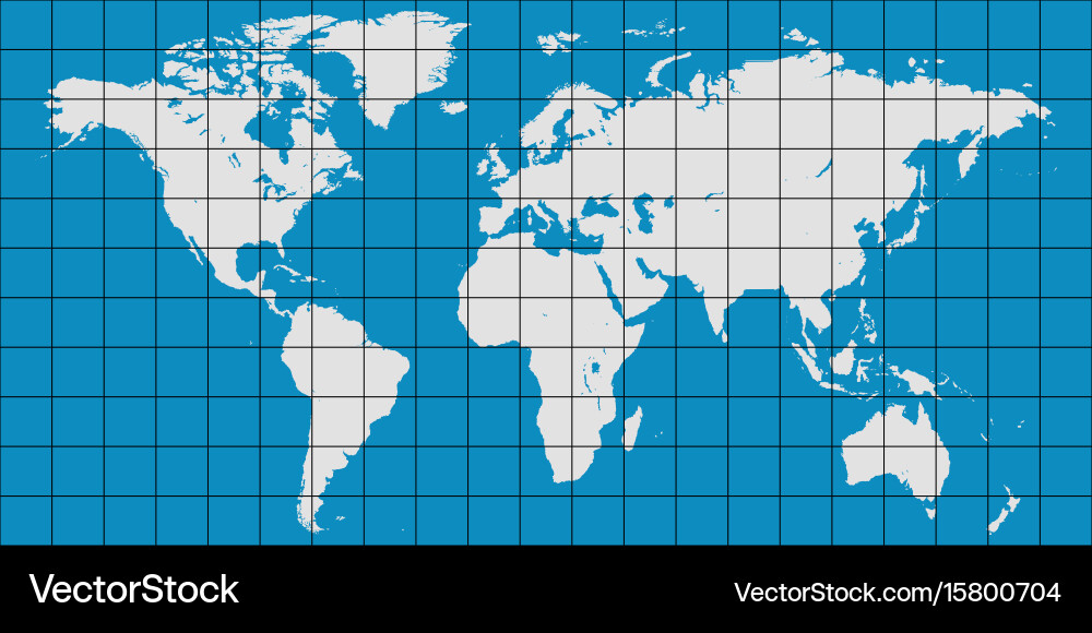 World Map with Coordinate Grid vector image