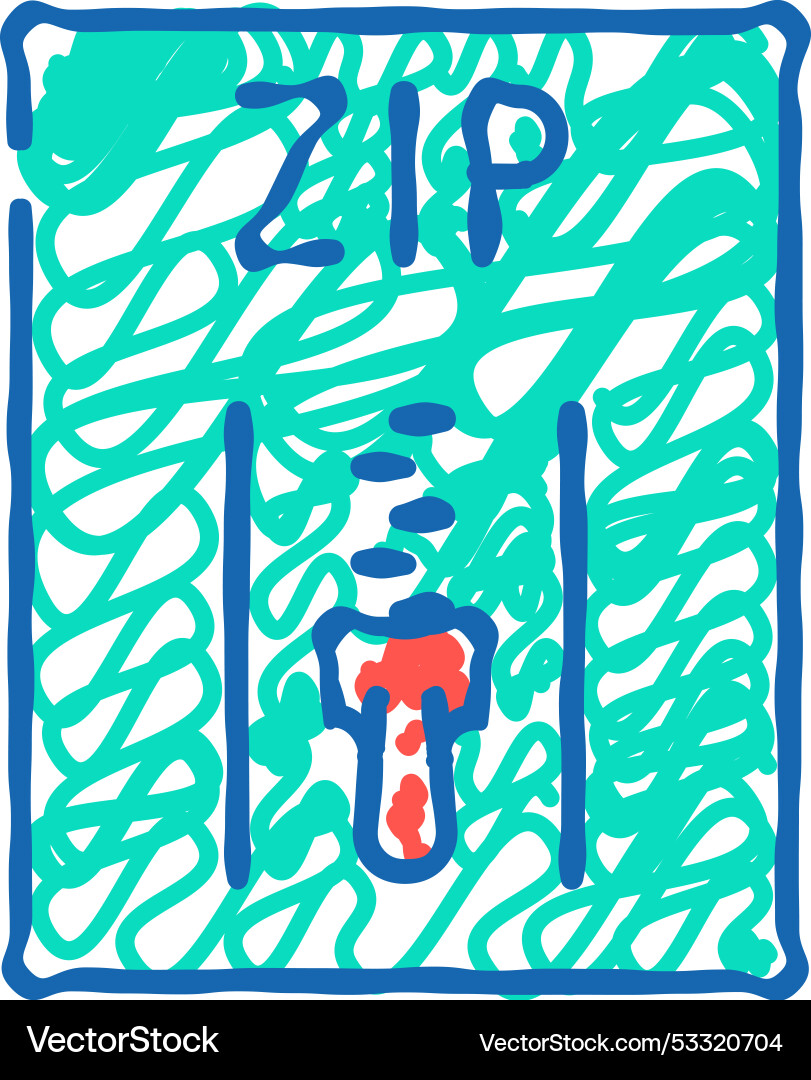 Zip file format document icon doodle vector image