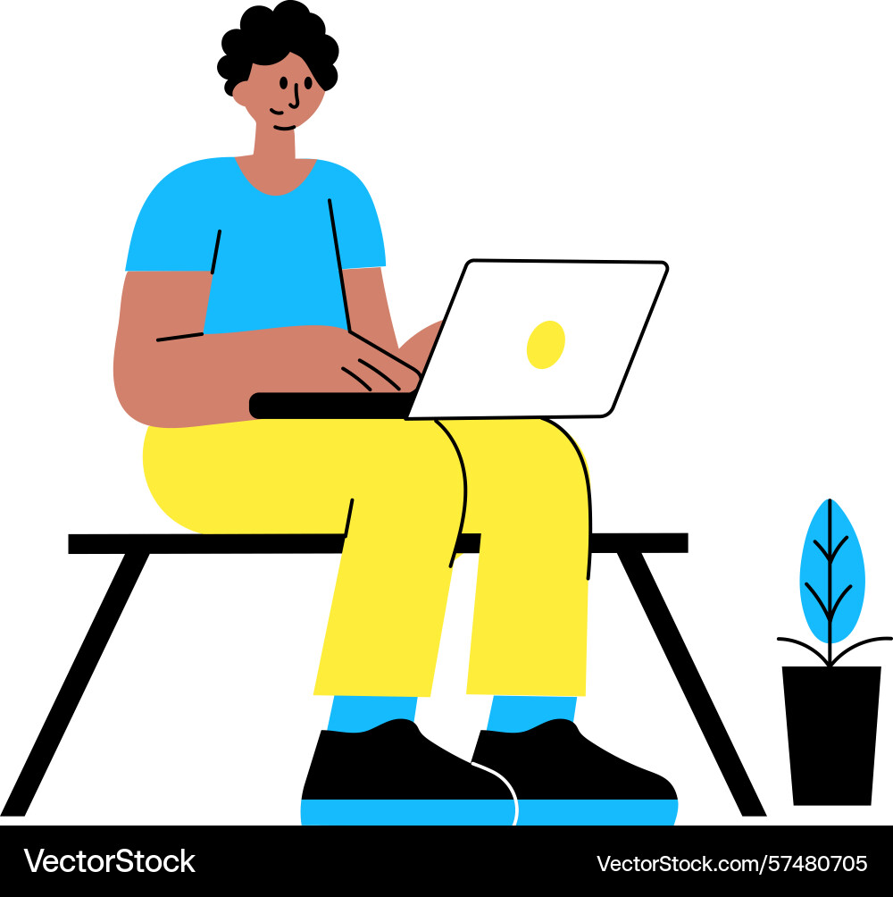 A flat style showing person using l vector image