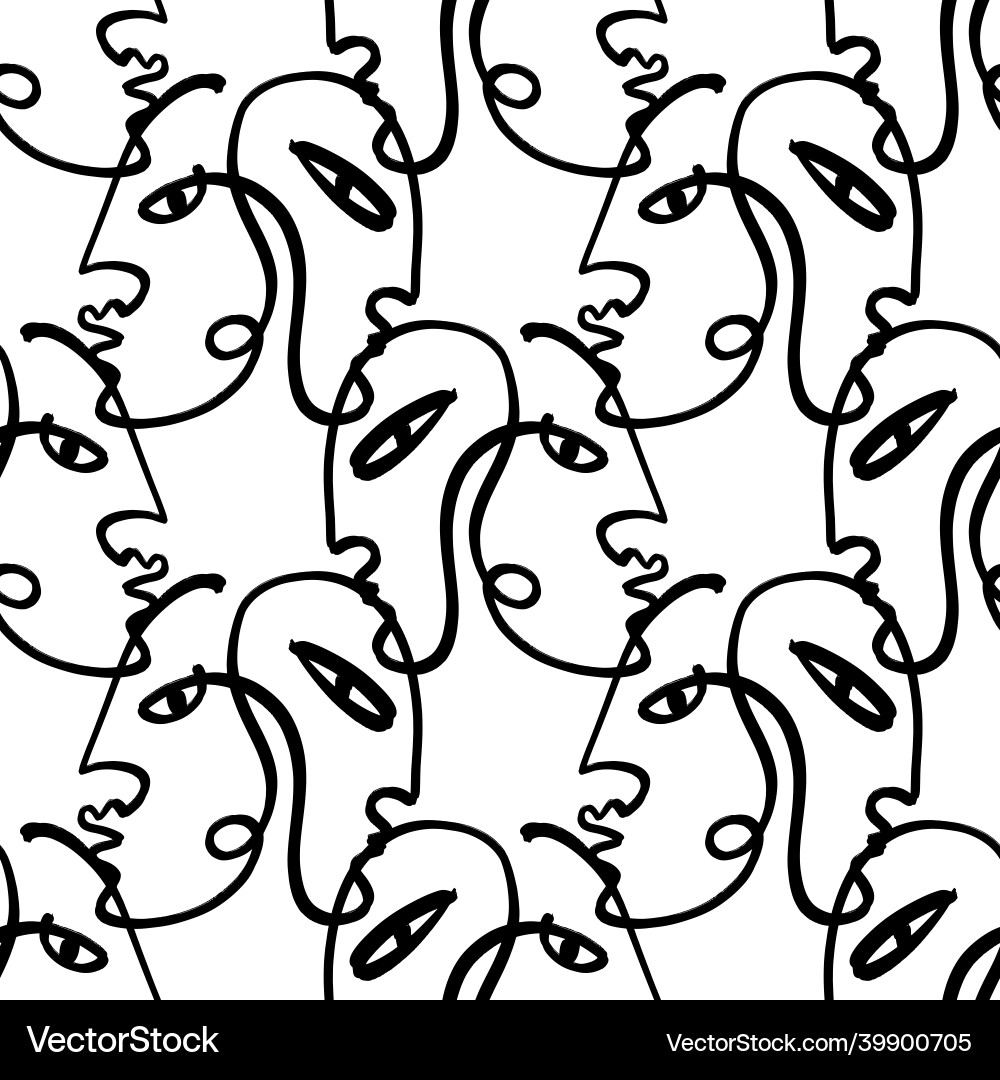 Abstract faces seamless pattern modern minimal Abstract faces seamless pattern modern minimal vector image