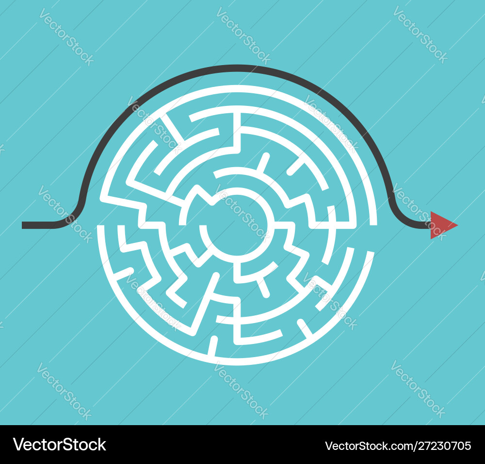 Circular maze bypass route Circular maze bypass route vector image
