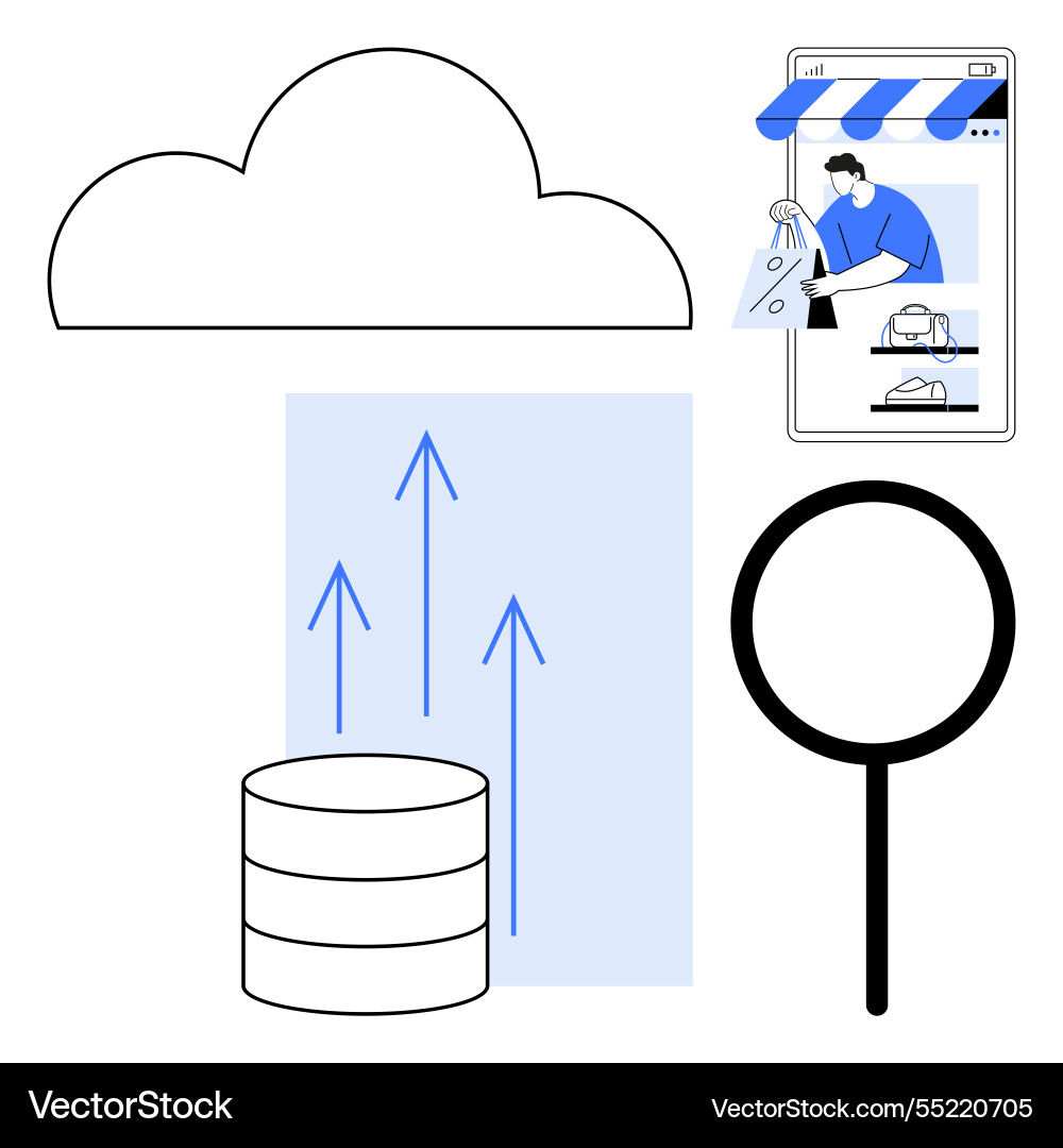 Cloud computing collaboration with e-commerce Cloud computing collaboration with e-commerce Vector Image