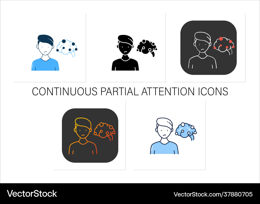 Continuous partial attention icons set Continuous partial attention icons set vector image