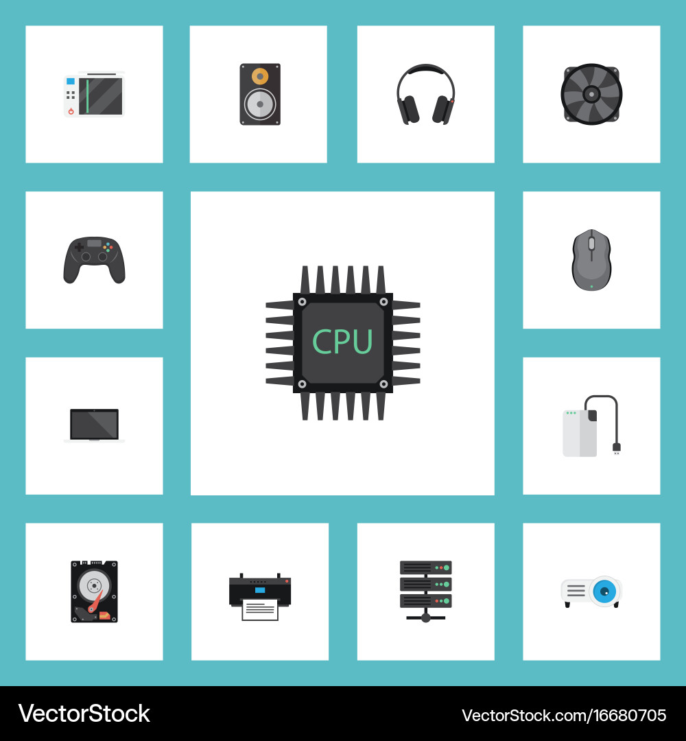 Flat icons storage device computer mouse slot Vector Image