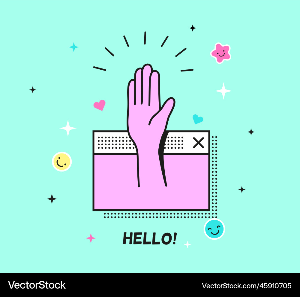 Hello retro poster vintage computer web window Hello retro poster vintage computer web window vector image