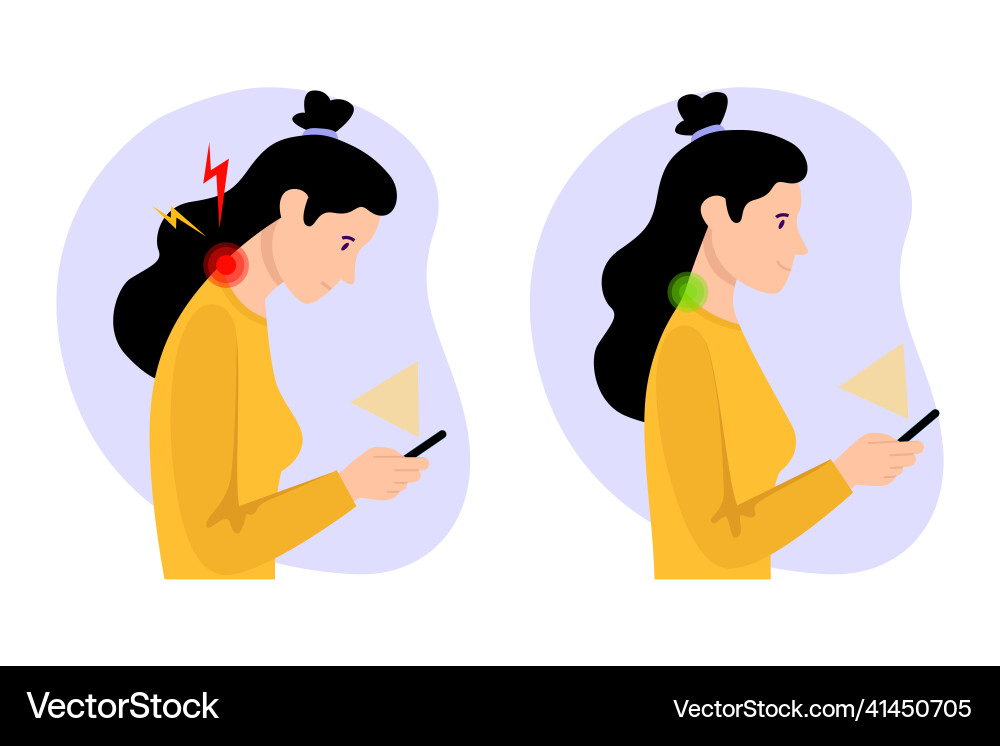 Incorrect and correct position using the phone Incorrect and correct position using the phone Vector Image