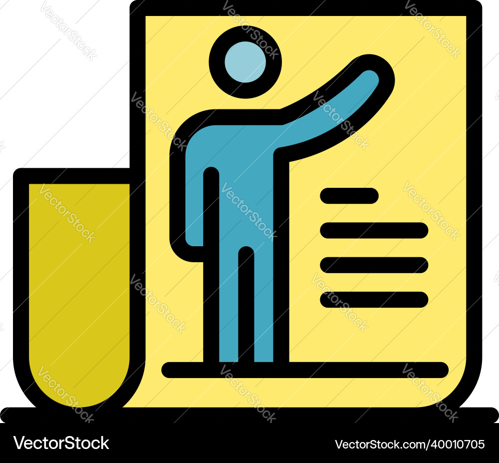 Man on the document icon color outline vector image