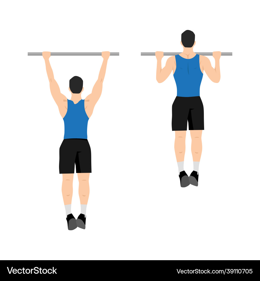 Man Performing Pull-Ups Exercise Vector Image