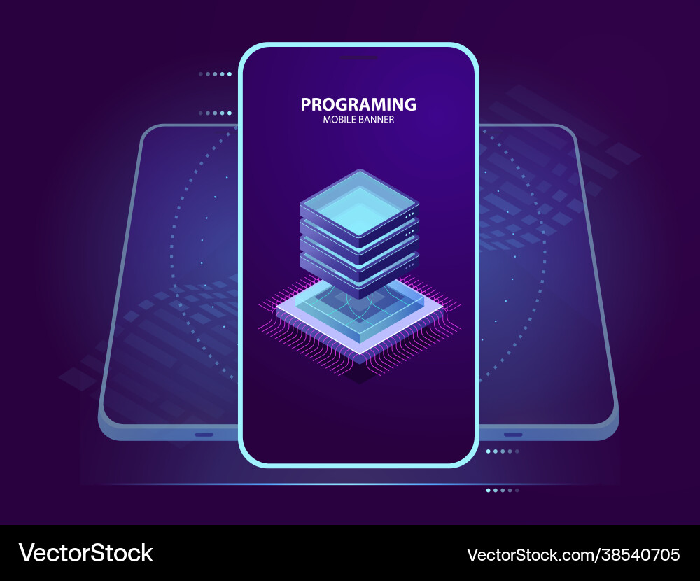 Mobile banner development and programming Mobile banner development and programming vector image