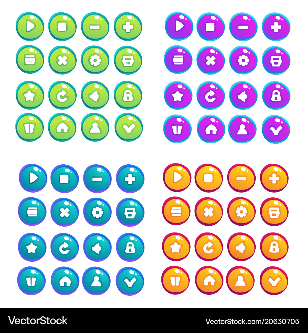 Mobile game ui collection of icons and buttons Vector Image