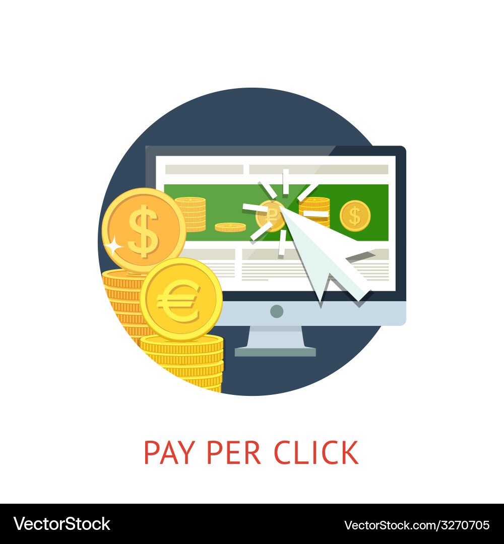 Pay per click icon with pc and notebook vector image