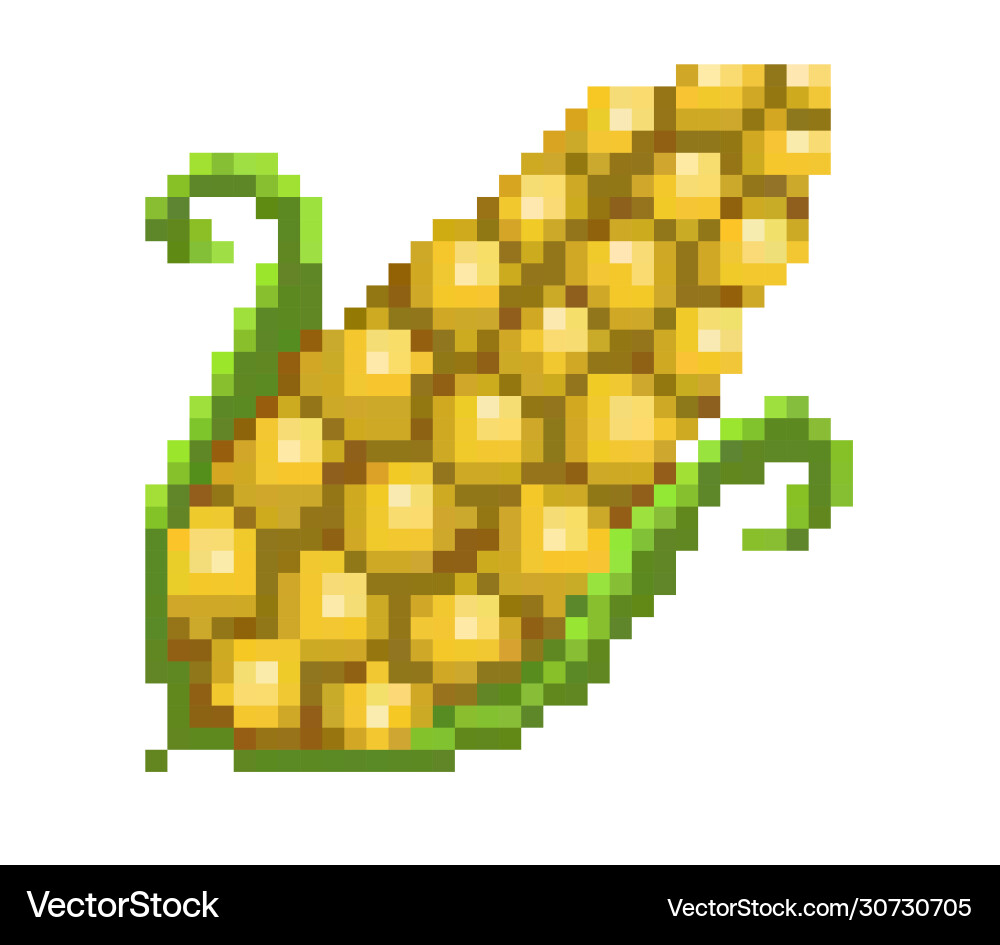 Pixel art corn cob icon 32x32 Pixel art corn cob icon 32x32 vector image
